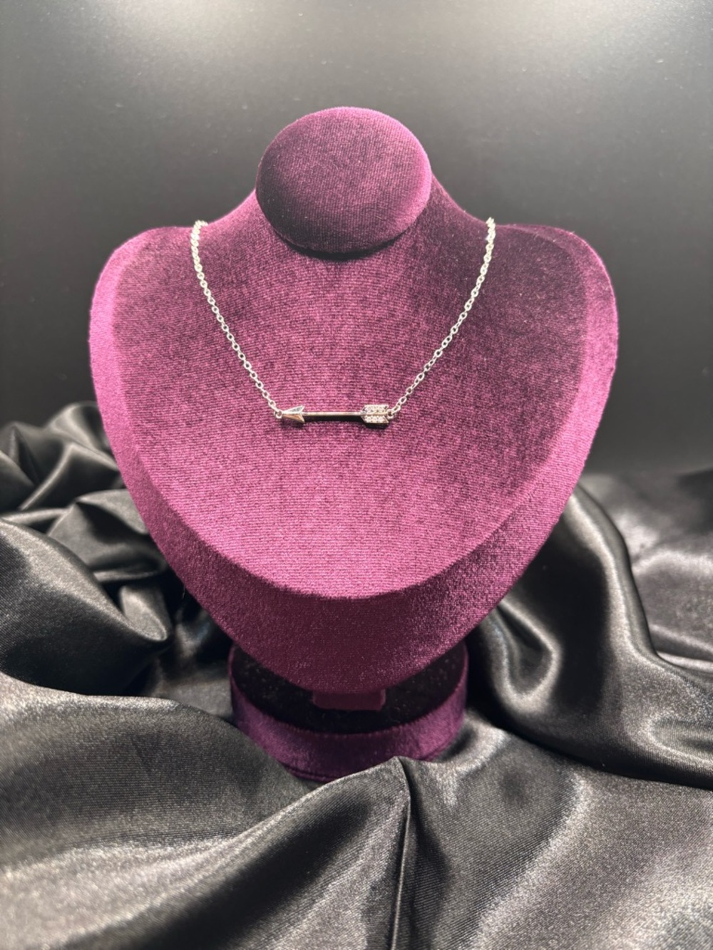Minimalist Arrow Necklace Silver Dainty Adjustable 18-22